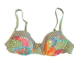 Trina Turk  Bikini Top Multicolor print underwire padded Size XS a19